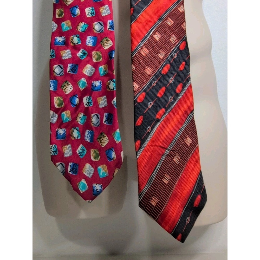 Vintage SERICA 100%Silk Necktie Made In Italy Mixed Color & Designs 2-pack
